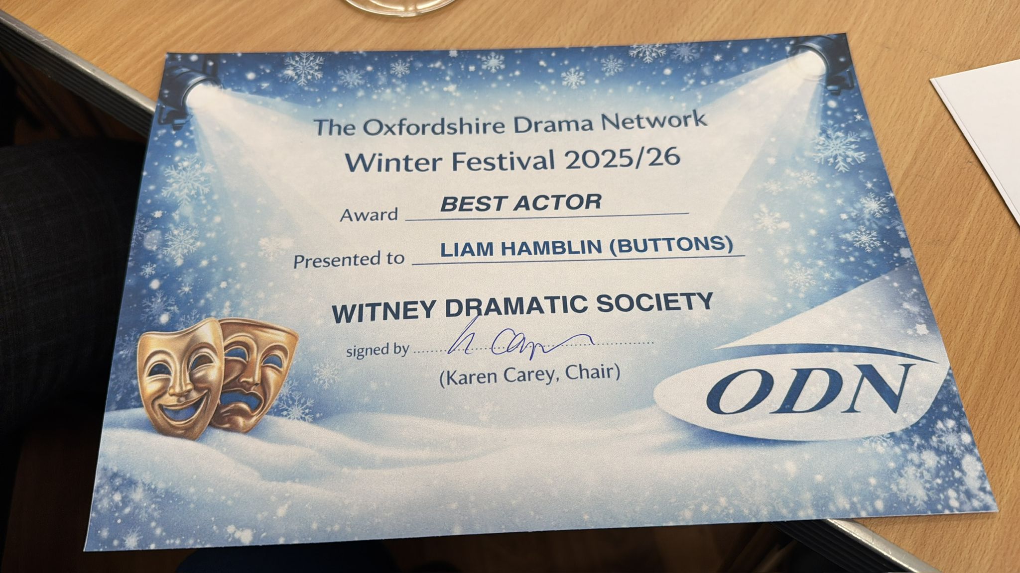 Best Actor - Liam Hamblin